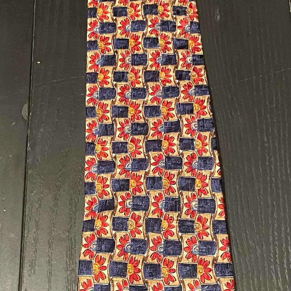 Ermenegildo Zegna Tie with Blue and Red Floral Pattern